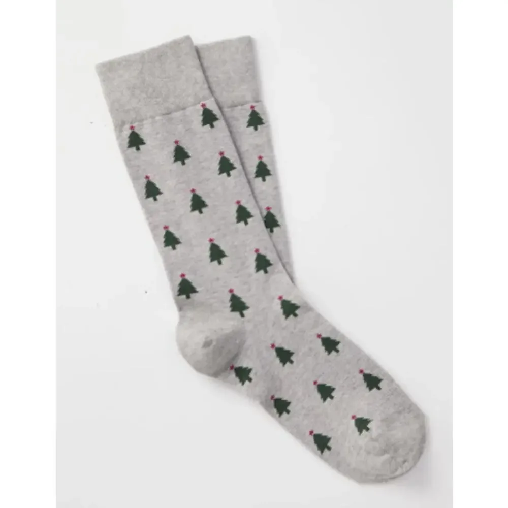 UNTUCKit Grey Green Christmas Tree Socks- One Size - New